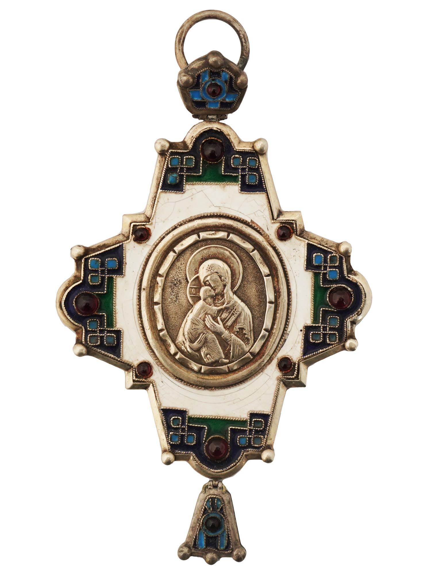 RUSSIAN SILVER GILT ENAMEL ORTHODOX ICON PENDANT PIC-0